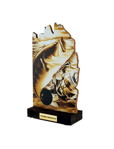 Trophee bois peche h 22 cm
