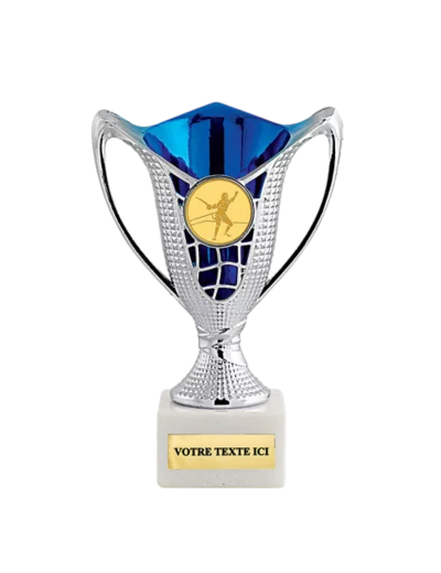 Coupe plastique argent/ bleu h.15cm