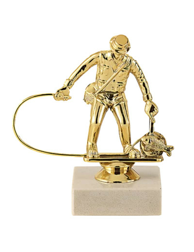 Trophee sujet plas or peche h 11 cm