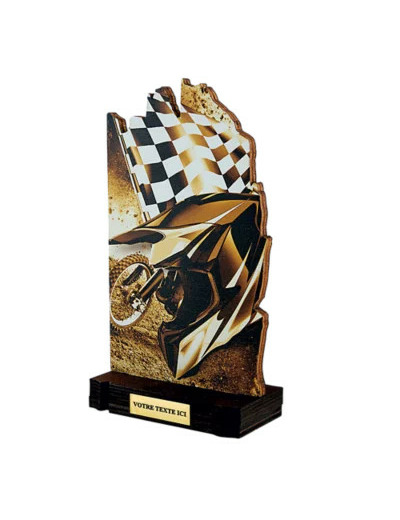 Trophee bois sports meca h 22 cm
