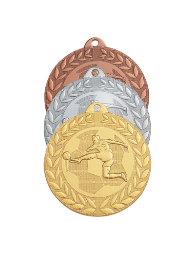 Medaille frappee fer foot 50mm or