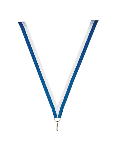 Ruban medaille bleu/blanc fin 80x1cm