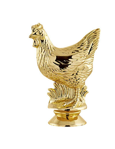 Sujet plastique or poule h.9cm