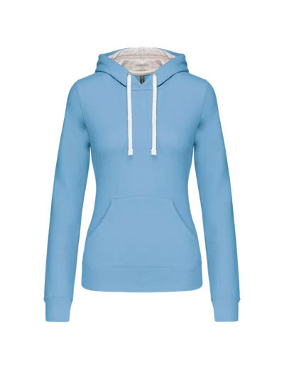 Sweatshirt capuche contrastée femme