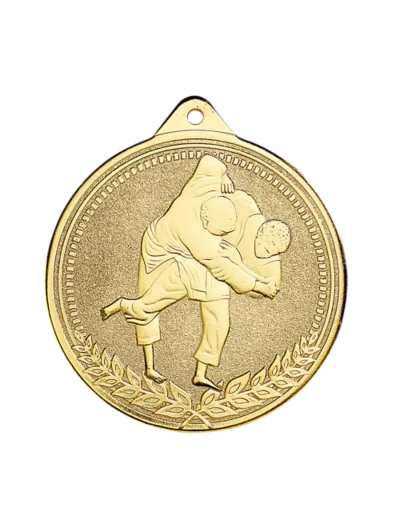 Medaille frappee fer judo 70mm or