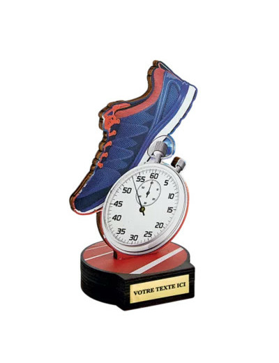 Trophee bois running h 20 cm