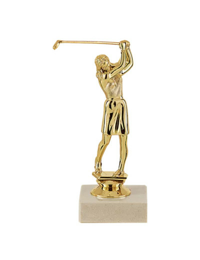 Trophee sujet plas or golf h 15 cm