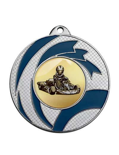Medaille fer diam50mm argent/bleu