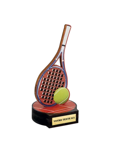 Trophee bois tennis h 20 cm